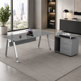 ESCRITORIO OFICINA AMALIA GRIS CLARO-BLANCO 2