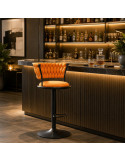 SILLA BAR KIARA COLOR NARANJA BASE NEGRO