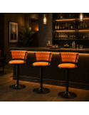 SILLA BAR KIARA COLOR NARANJA BASE NEGRO
