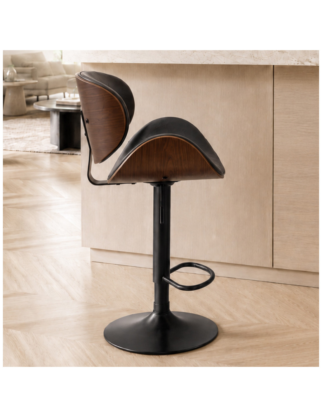 SILLA BAR MONACO CUERPO CAFE TAPIZ NEGRO