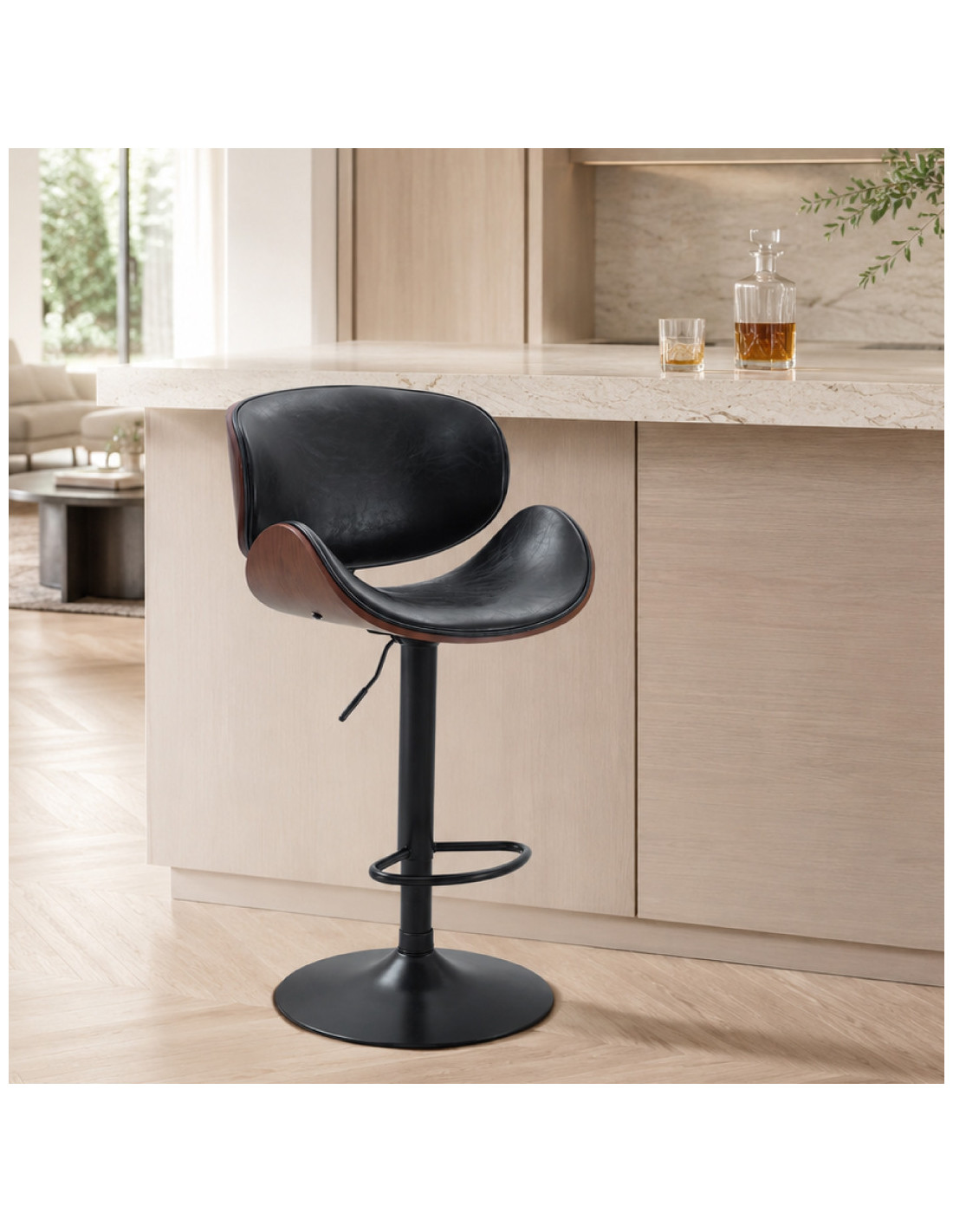 SILLA BAR MONACO CUERPO CAFE TAPIZ NEGRO