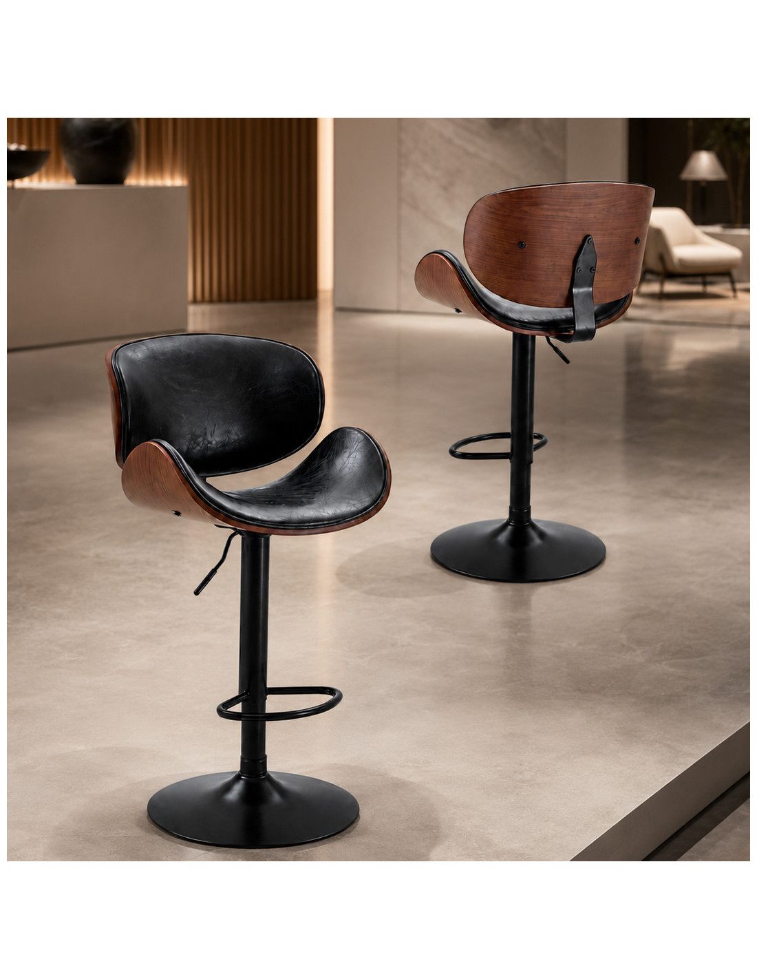 SILLA BAR MONACO CUERPO CAFE TAPIZ NEGRO
