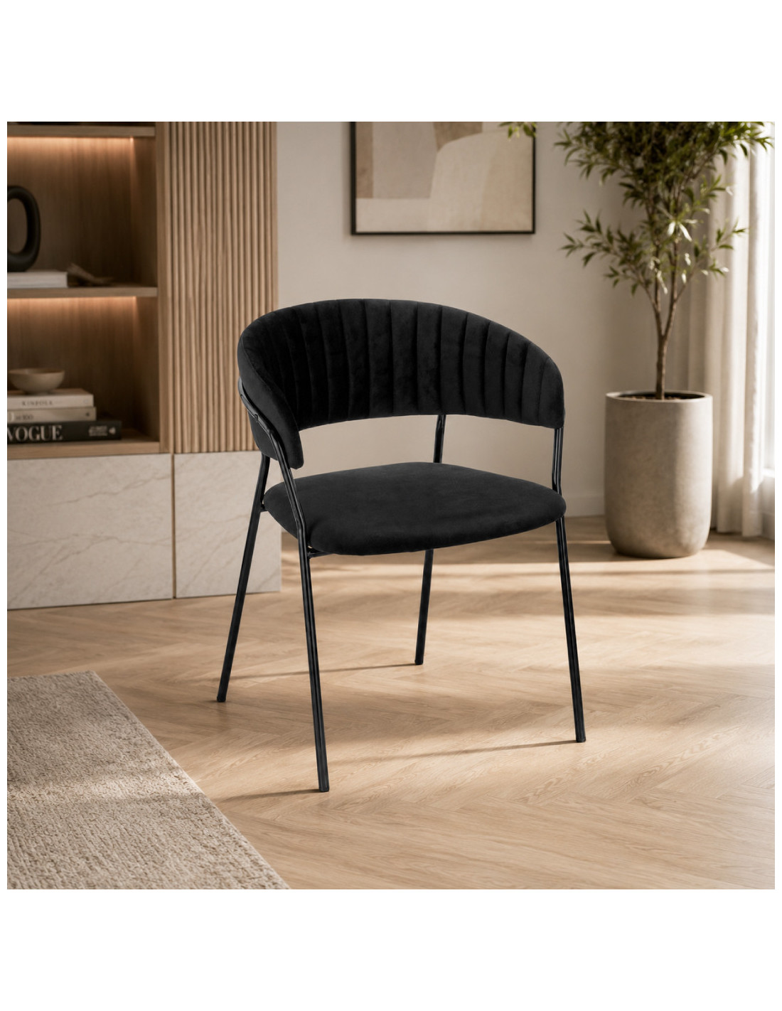 SILLA TANIA TELA VELVET CON ESTRUCTURA NEGRA