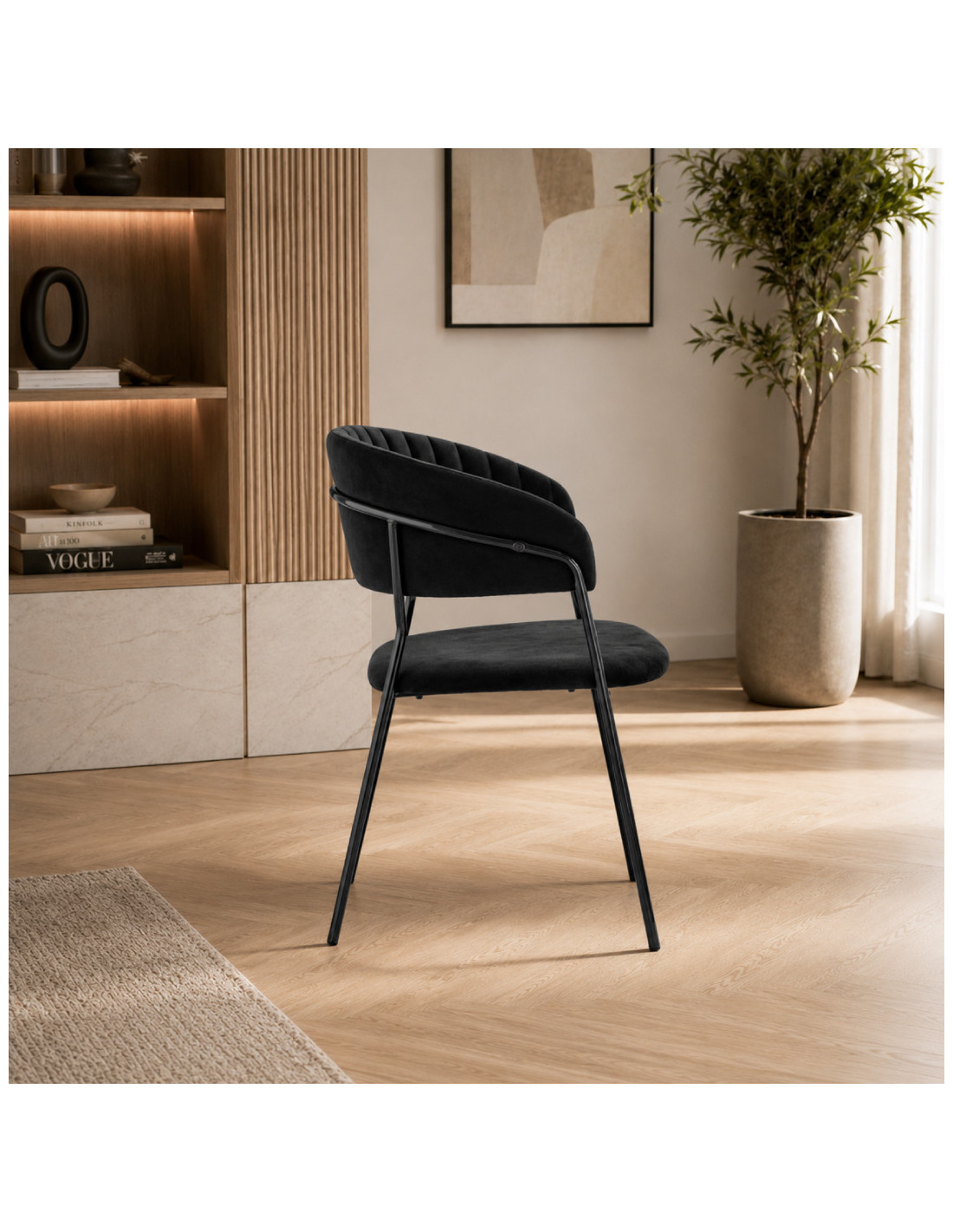 SILLA TANIA TELA VELVET CON ESTRUCTURA NEGRA