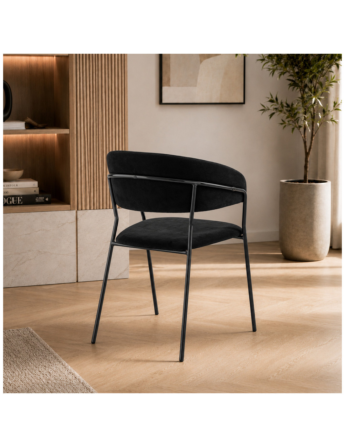SILLA TANIA TELA VELVET CON ESTRUCTURA NEGRA