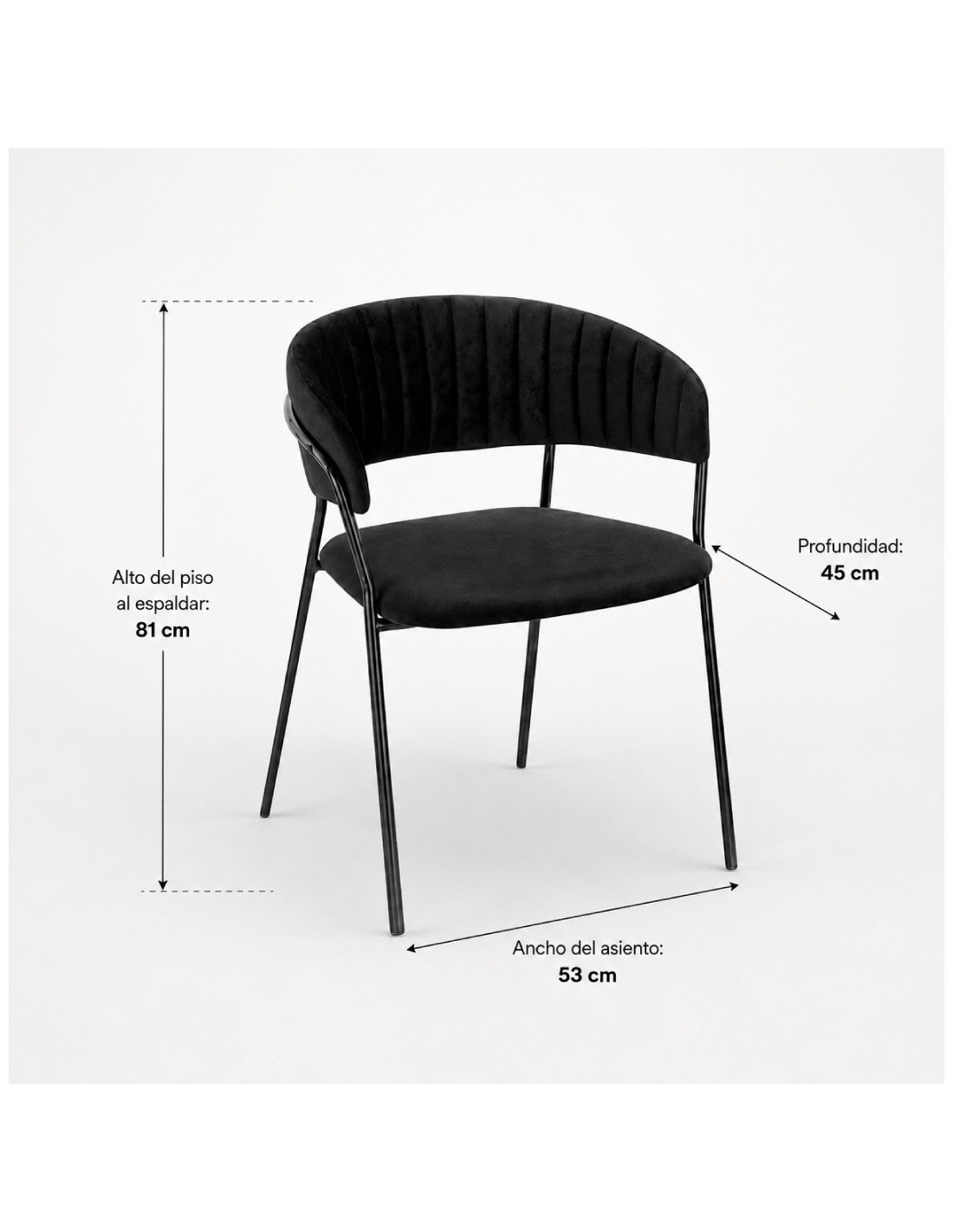 SILLA TANIA TELA VELVET CON ESTRUCTURA NEGRA