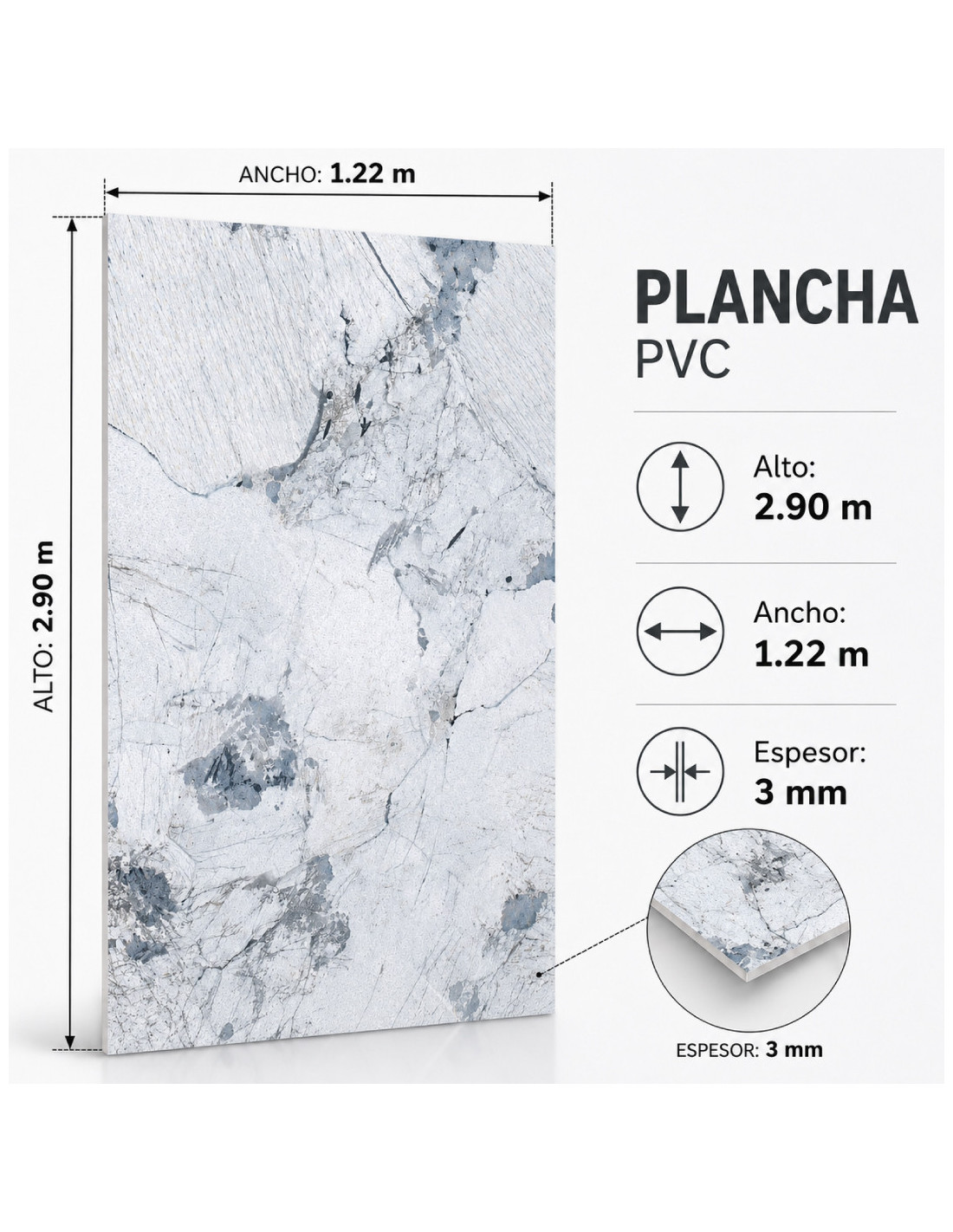 PLANCHAS DE MARMOL PVC C/BRISA ARTICA