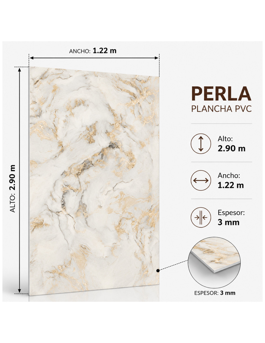 PLANCHAS DE MARMOL PVC C/CLOUDS WHITE