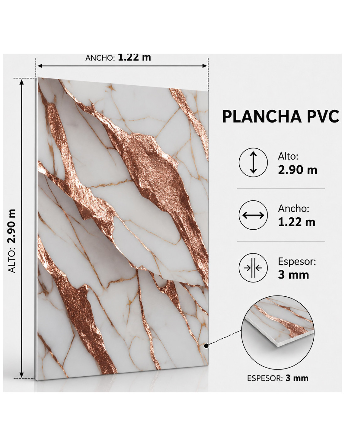 PLANCHAS DE MARMOL PVC C/PERLA