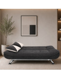 SOFA CAMA STEFFY DE TELA GRIS OSCURO