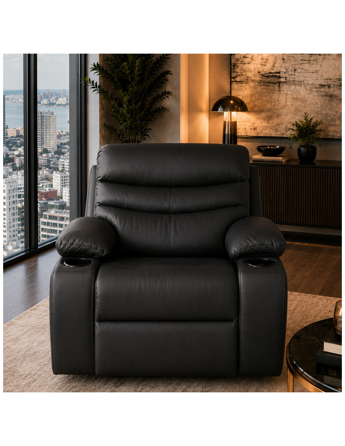 SOFA CAMA  KAROL CUERINA NEGRA
