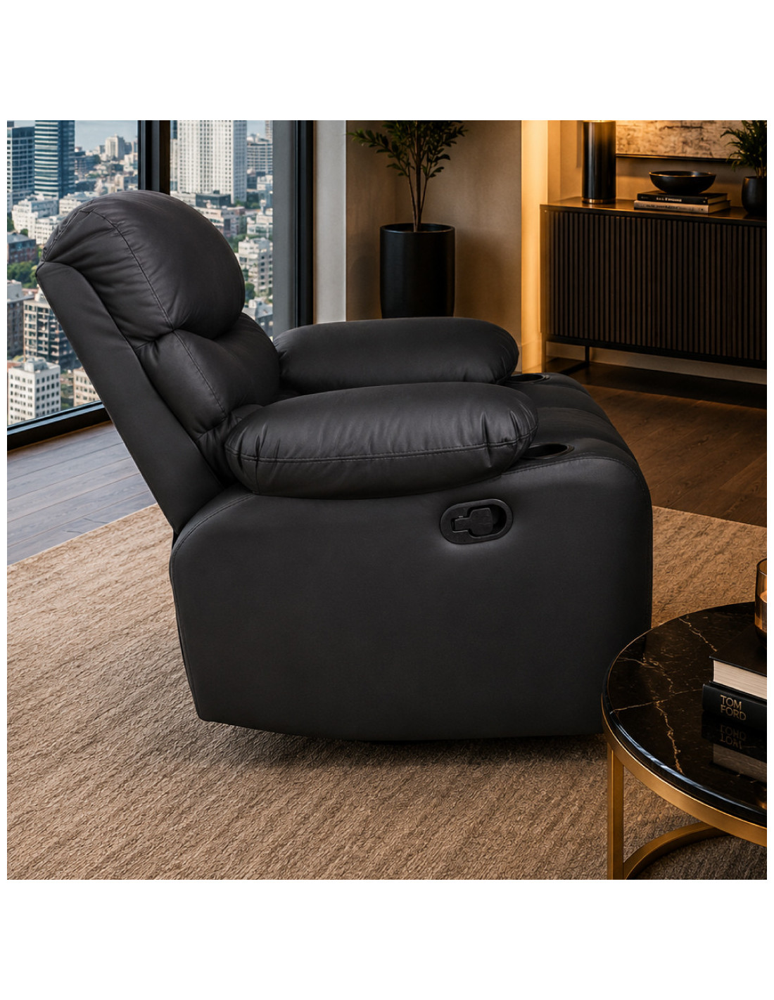 SOFA CAMA  KAROL CUERINA NEGRA