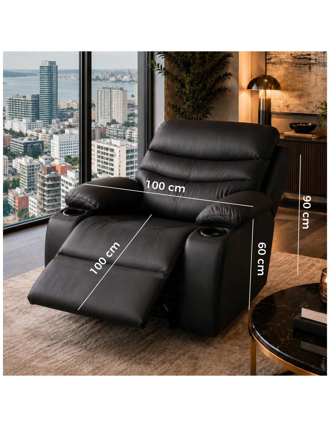 SOFA CAMA  KAROL CUERINA NEGRA