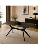 MESA DE COMEDOR KIKE DE PORCELANATO NEGRO CON METAL NEGRO