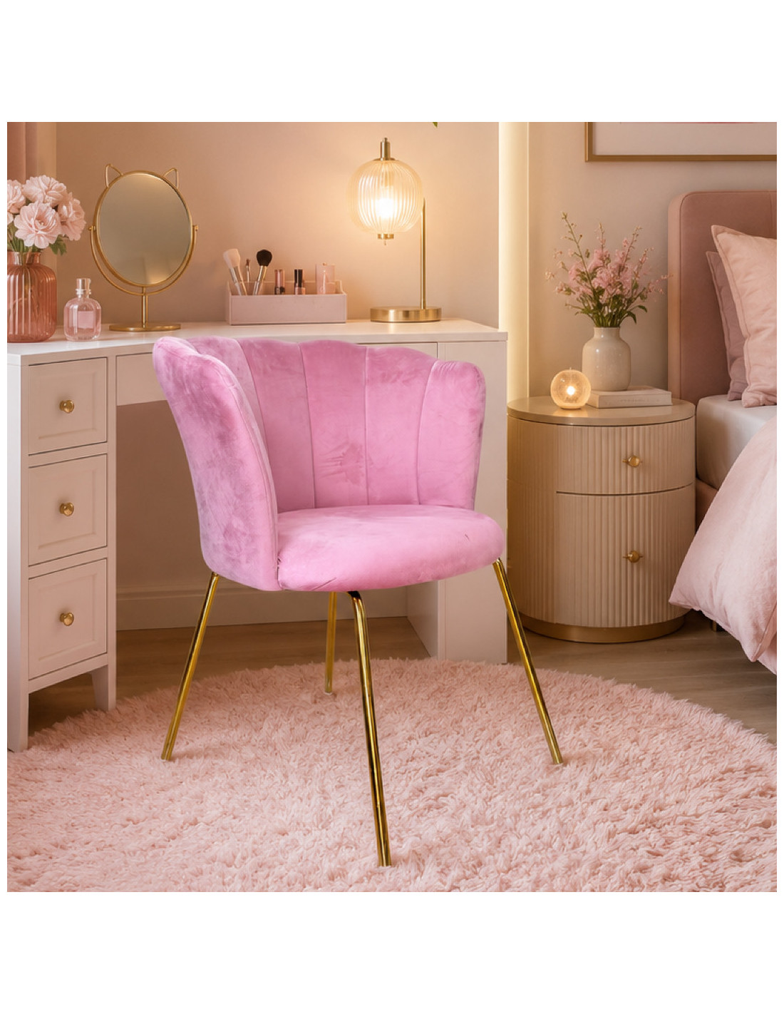 SILLA MARILIN DE TERCIOPELO PINK