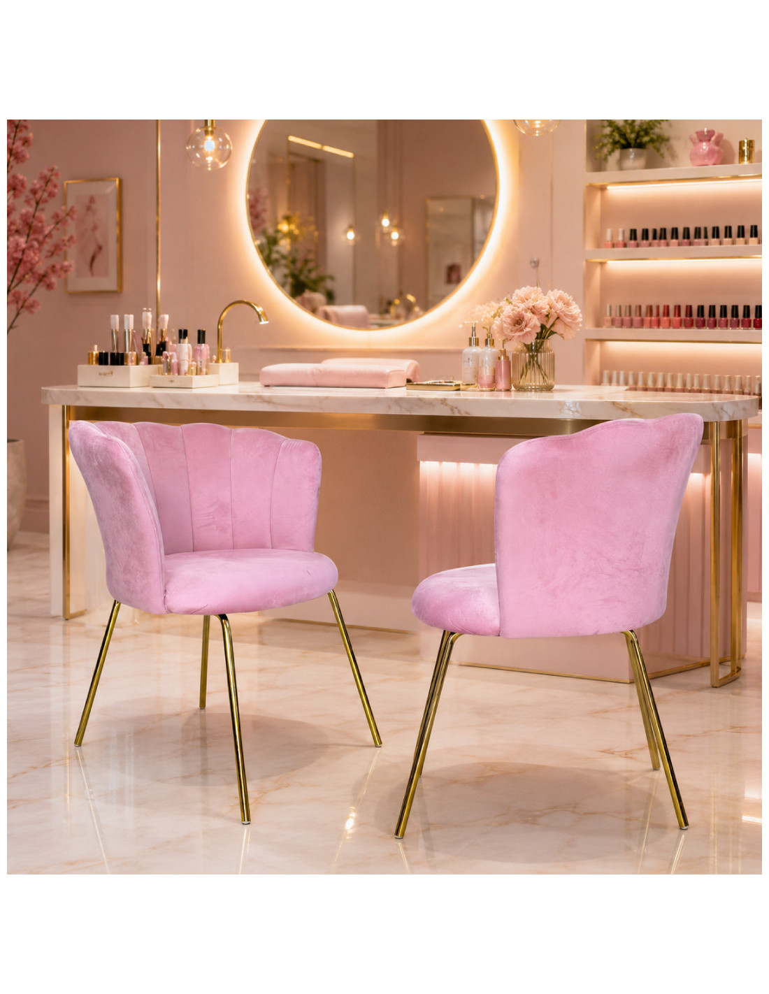 SILLA MARILIN DE TERCIOPELO PINK