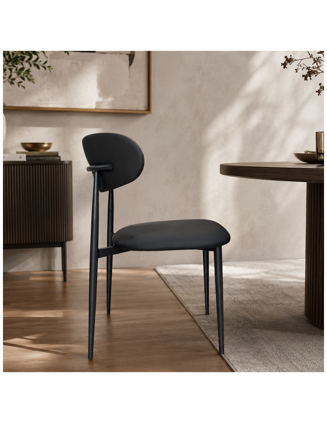 SILLA FABIANA EN CUERINA NEGRA