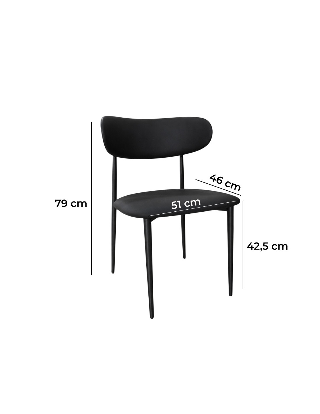 SILLA FABIANA EN CUERINA NEGRA