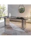 MESA DE COMEDOR DAFNE DE PORCELANATO  NEGRO