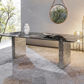MESA DE COMEDOR DAFNE DE PORCELANATO  NEGRO