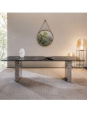 MESA DE COMEDOR DAFNE DE PORCELANATO  NEGRO