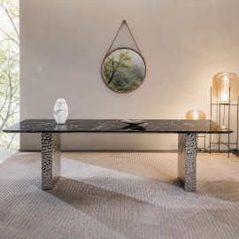 MESA DE COMEDOR DAFNE DE PORCELANATO  NEGRO 2