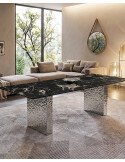MESA DE COMEDOR DAFNE DE PORCELANATO  NEGRO