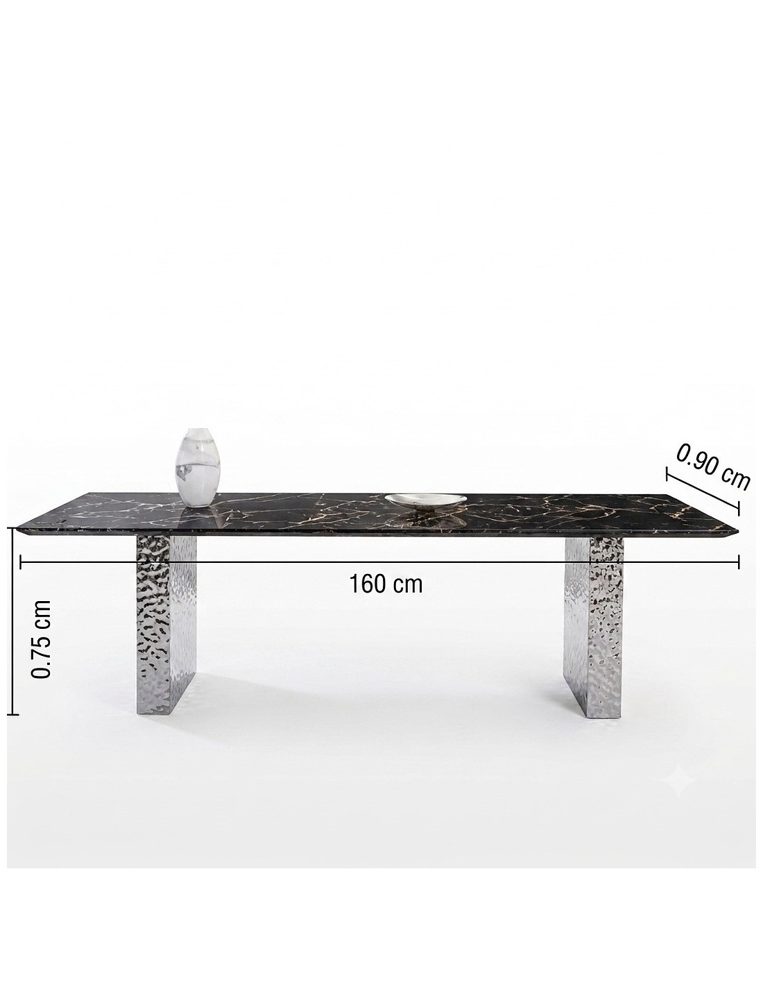 MESA DE COMEDOR DAFNE DE PORCELANATO  NEGRO