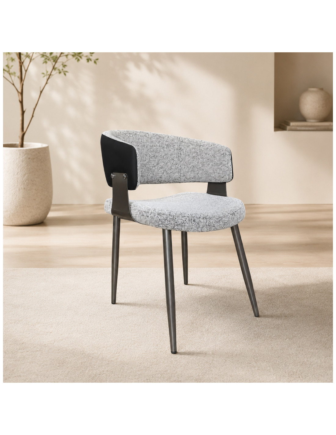 SILLA DE CUERINA DALMA GRIS