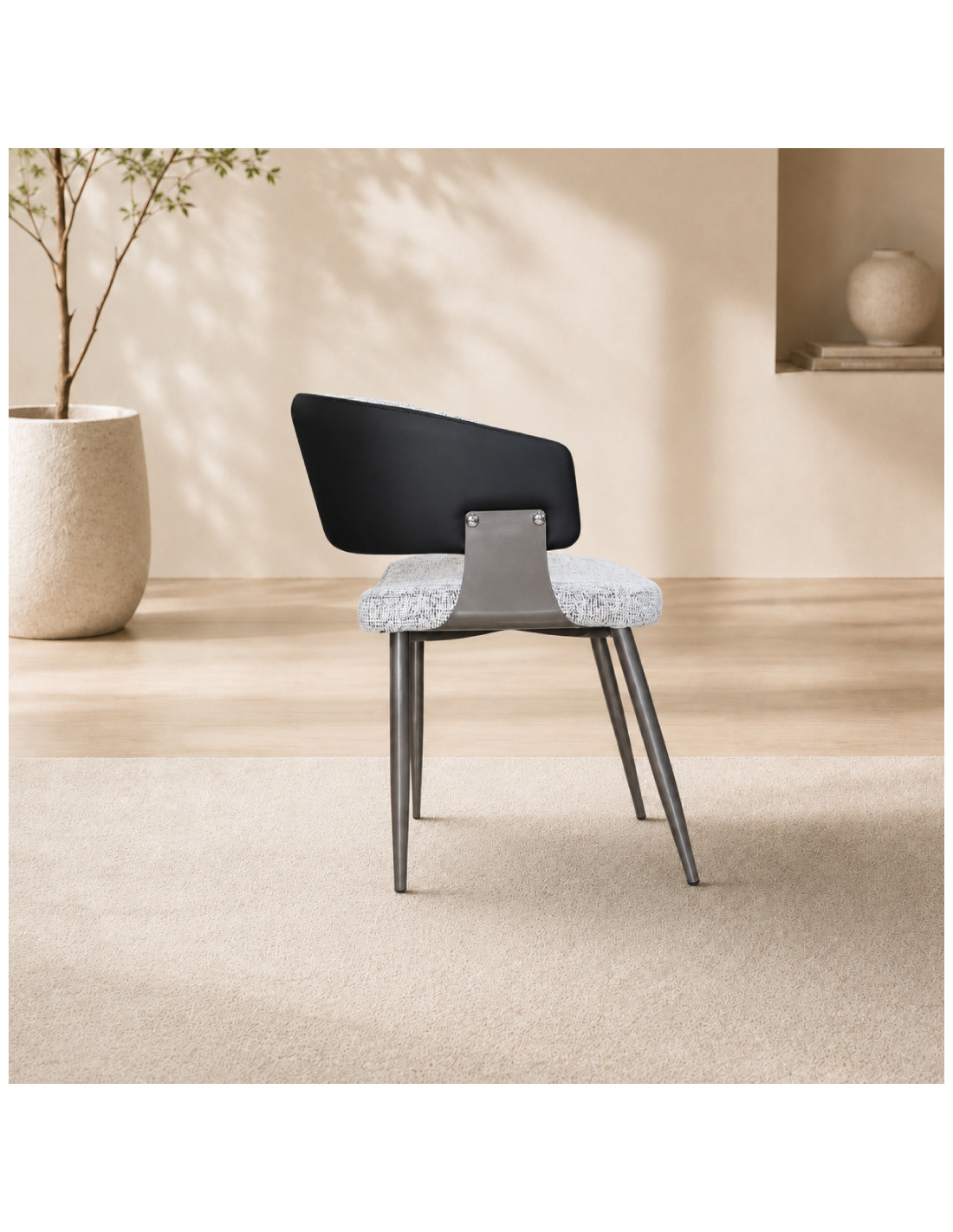 SILLA DE CUERINA DALMA GRIS
