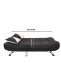 SOFA CAMA STEFFY DE TELA GRIS OSCURO