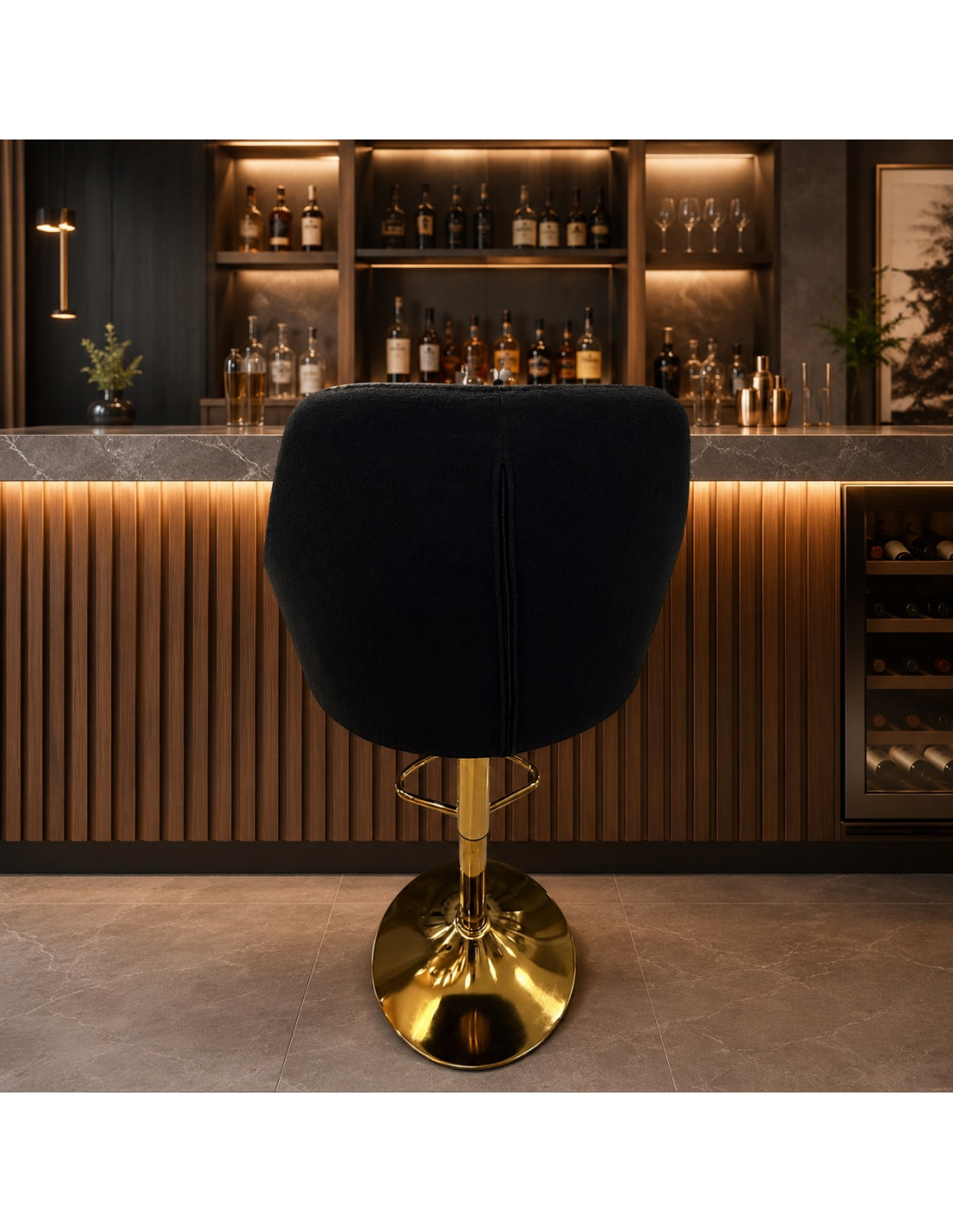 SILLA BAR LUNA TELA NEGRO