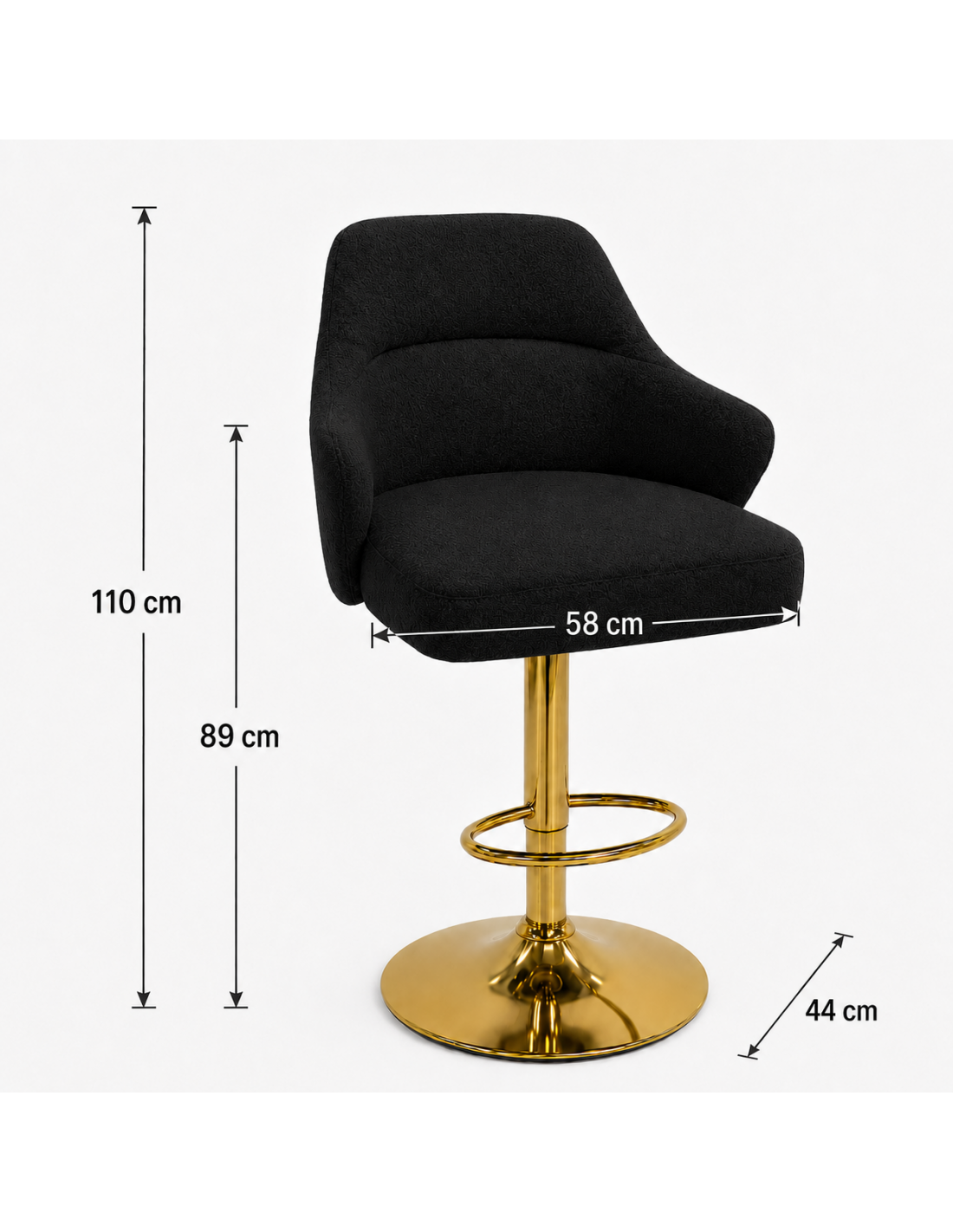 SILLA BAR LUNA TELA NEGRO