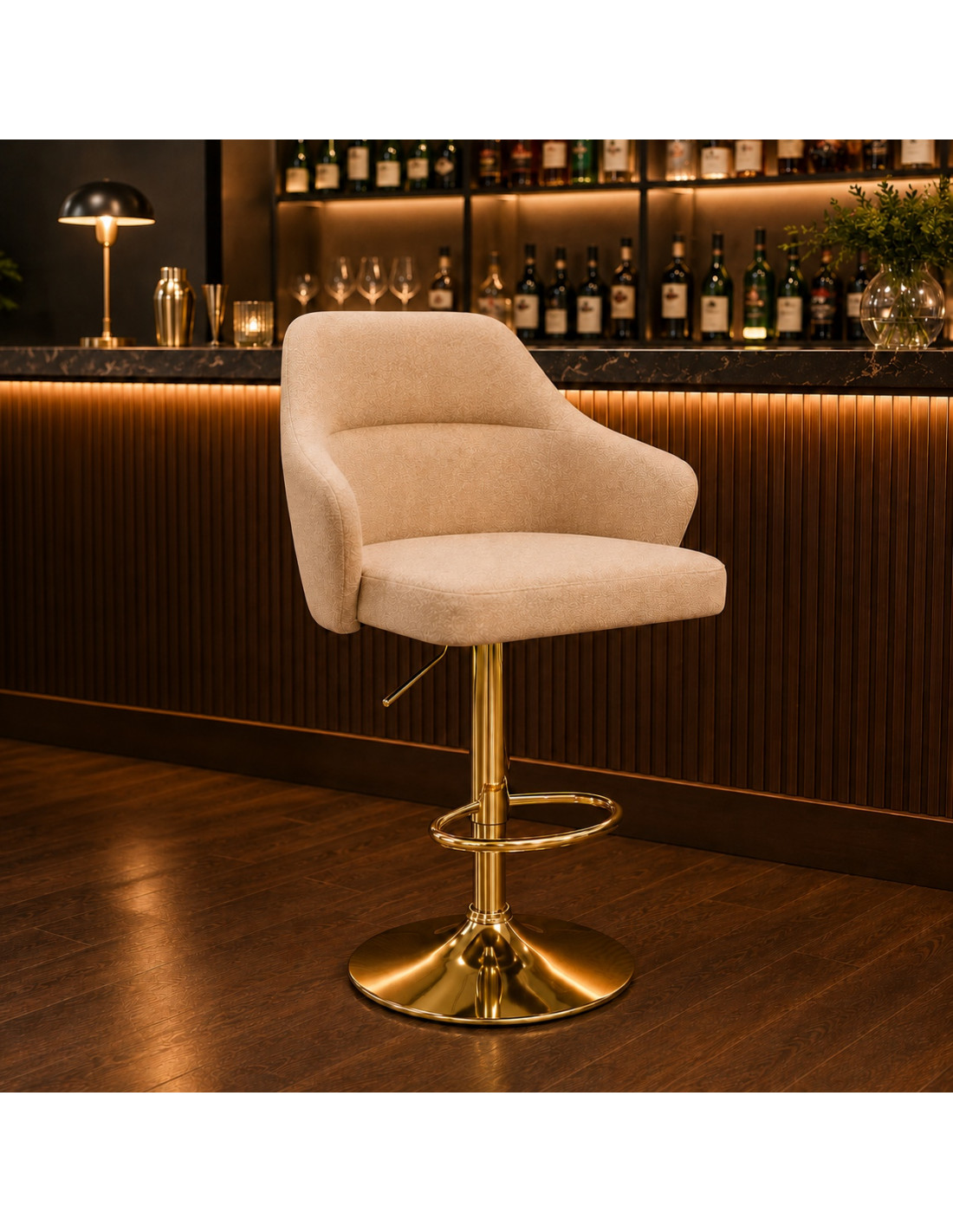 SILLA BAR LUNA TELA BEIGE