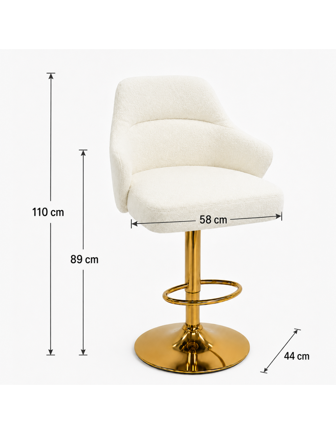 SILLA BAR LUNA TELA BLANCO