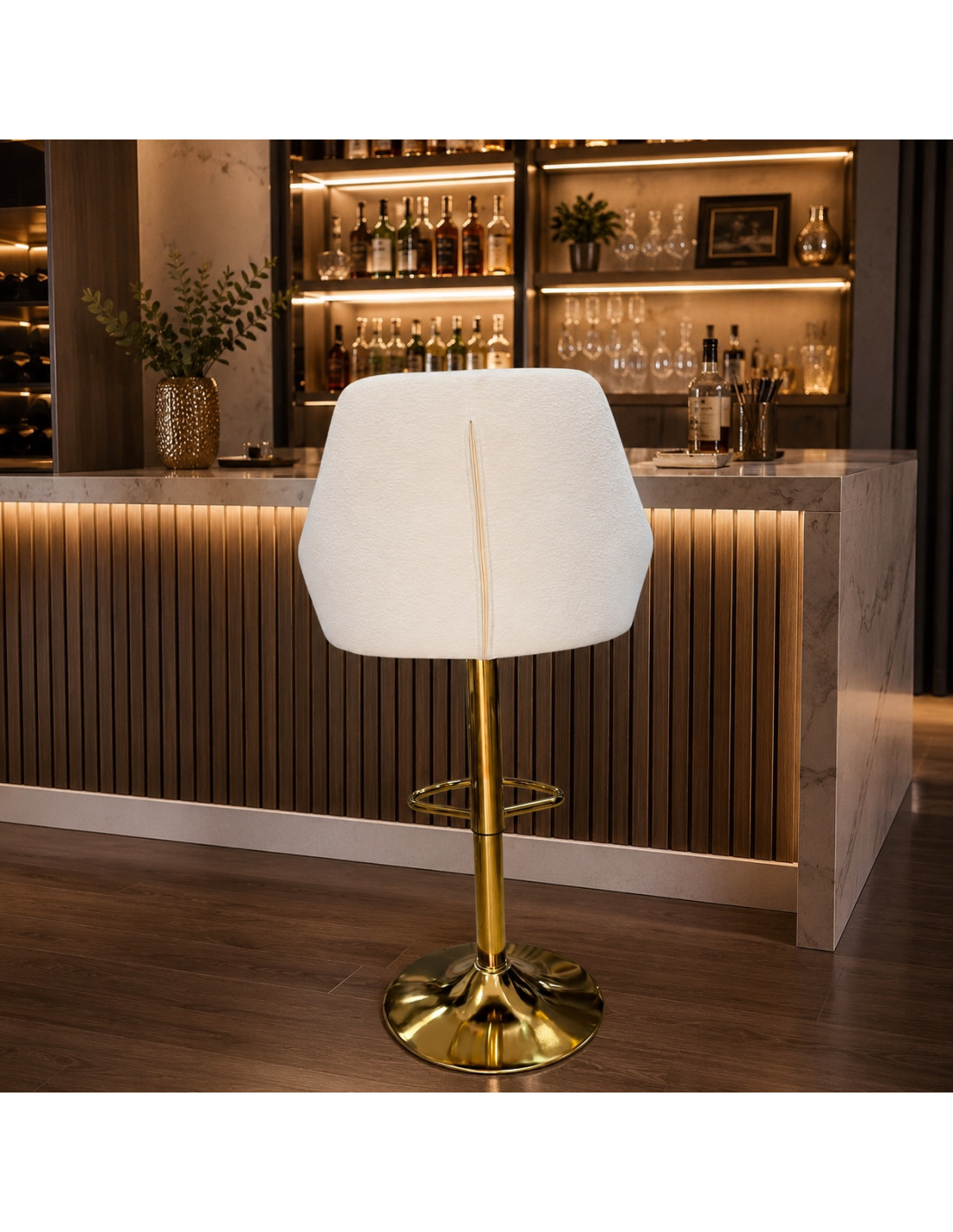 SILLA BAR LUNA TELA BLANCO