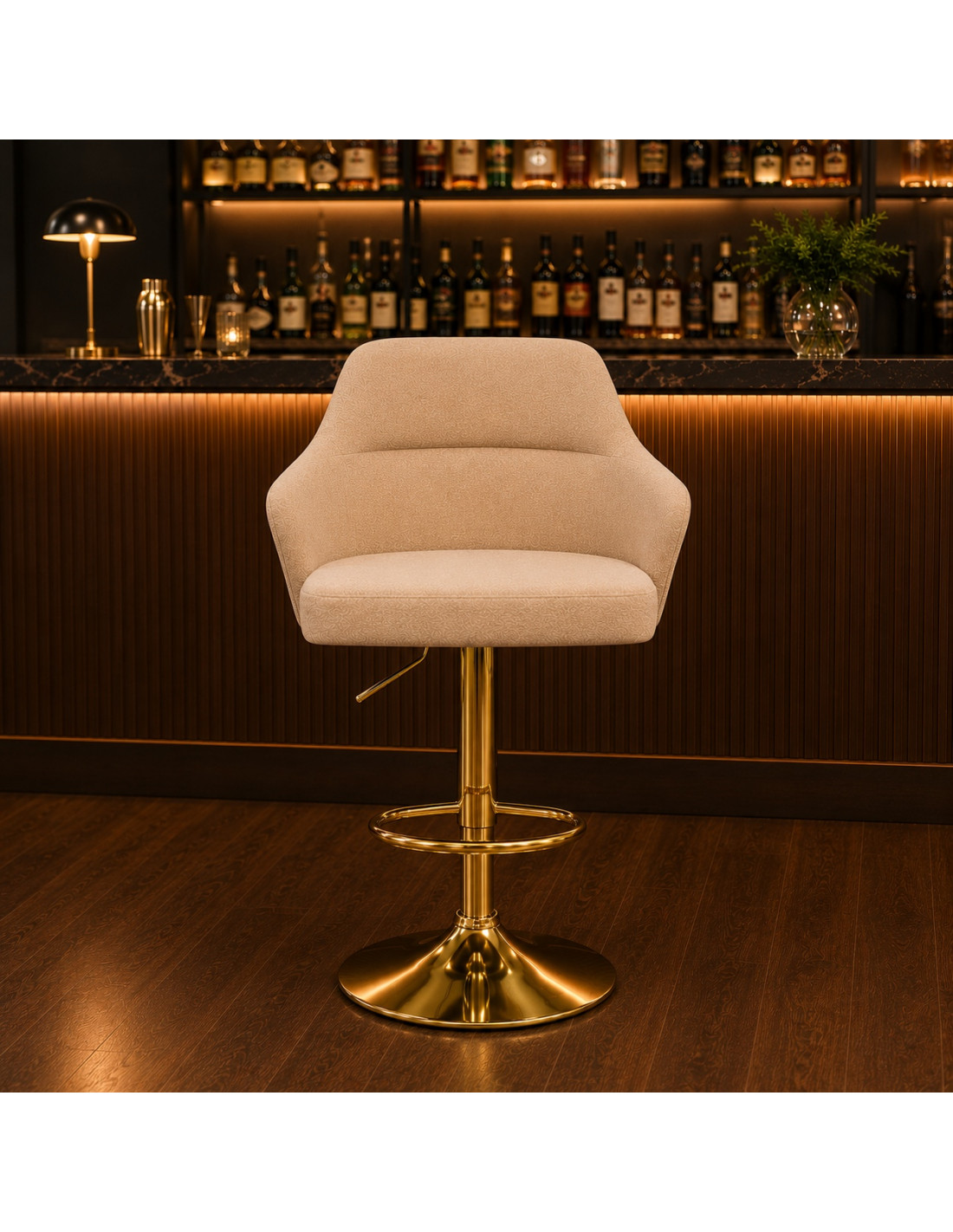 SILLA BAR LUNA TELA BEIGE