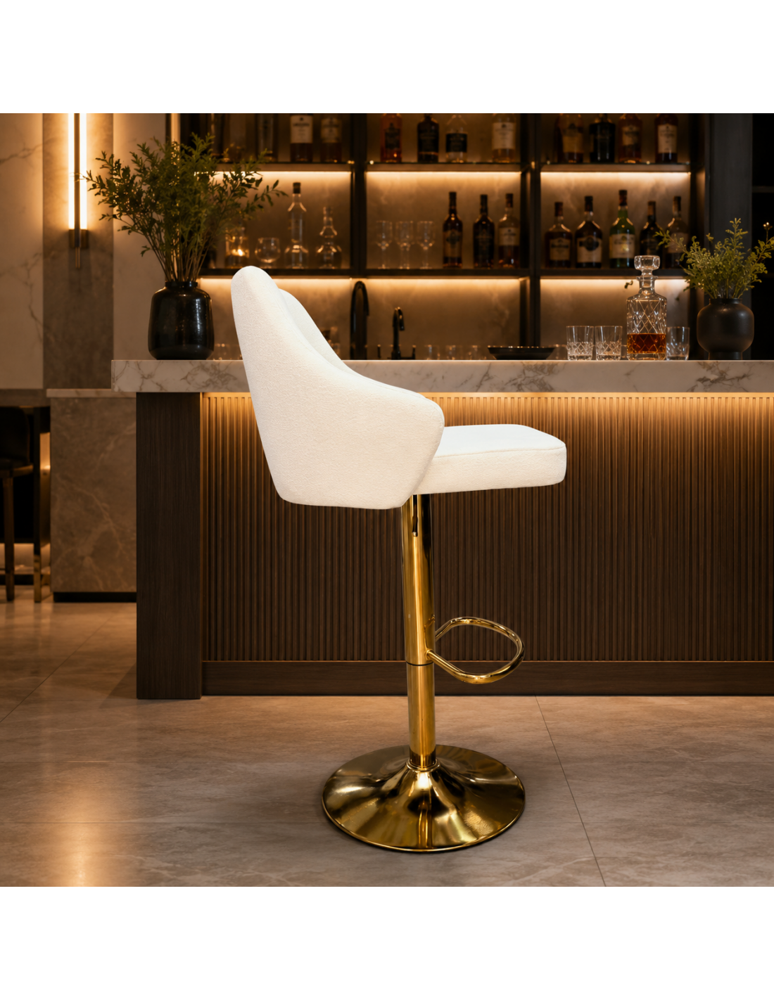 SILLA BAR LUNA TELA BLANCO