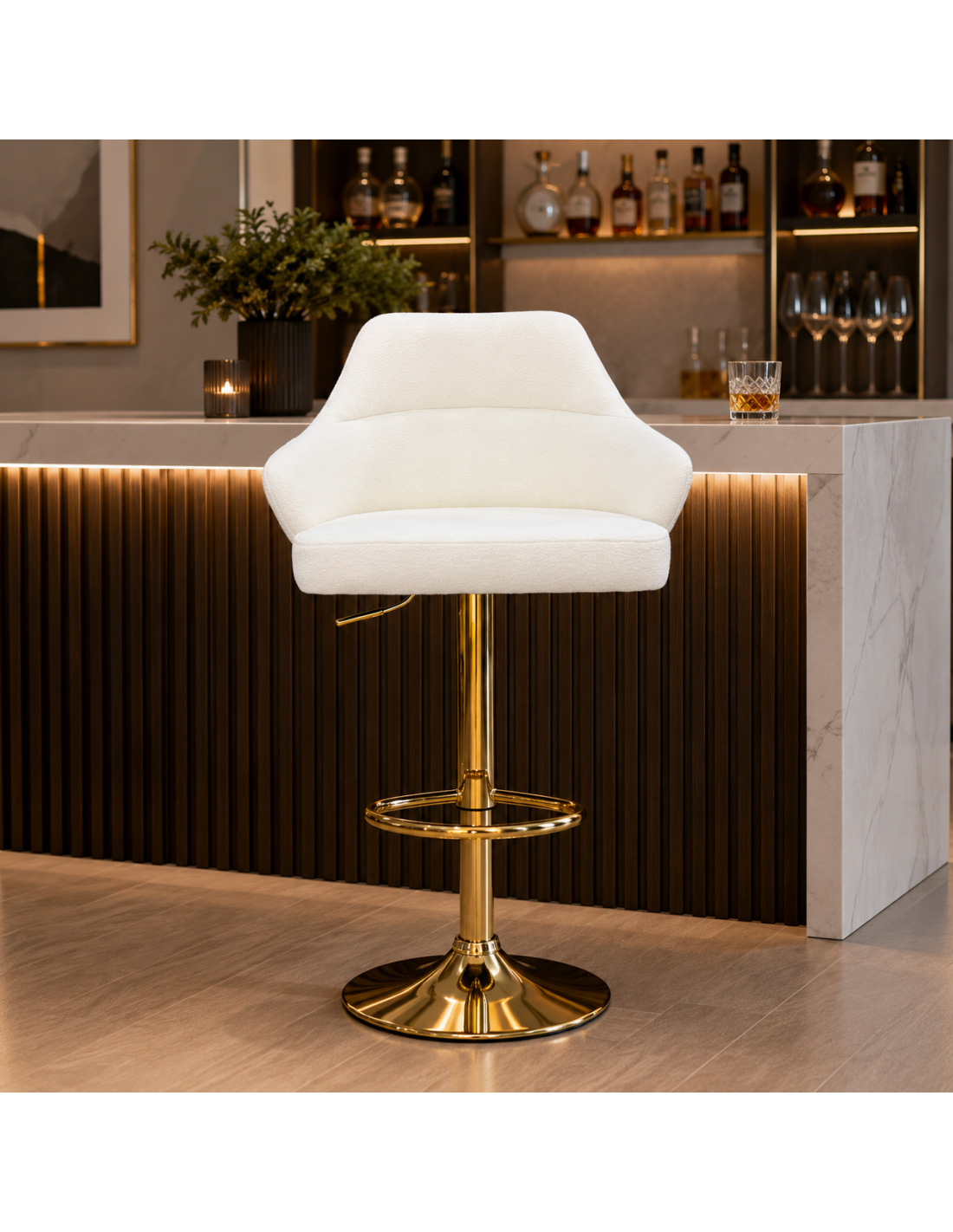 SILLA BAR LUNA TELA BLANCO