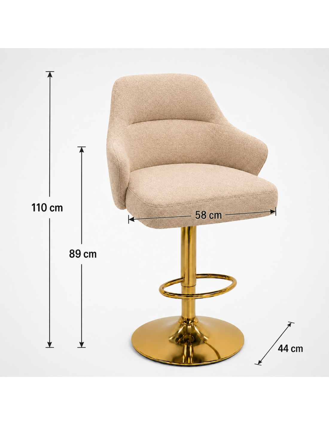 SILLA BAR LUNA TELA BEIGE