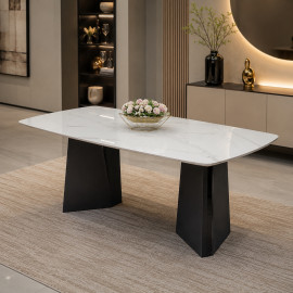 MESA  COMEDOR NOELIA PORCELANATO GRIS