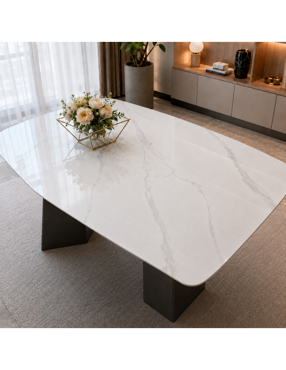 MESA  COMEDOR NOELIA PORCELANATO GRIS