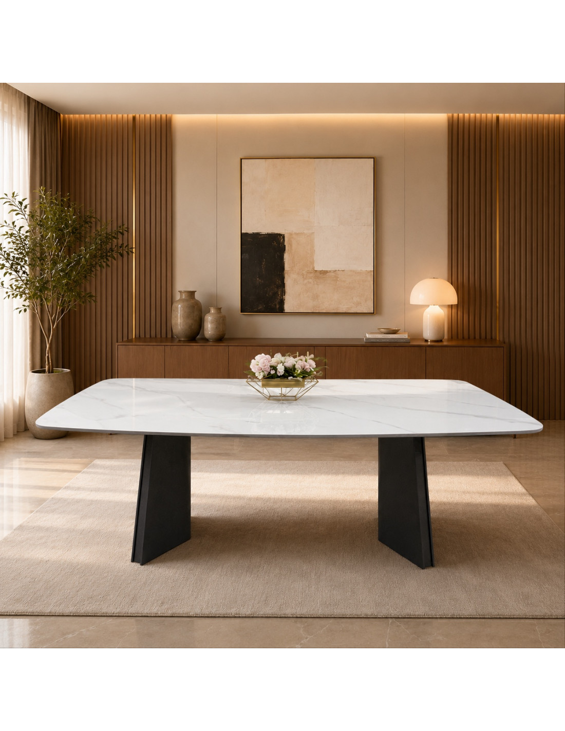 MESA  COMEDOR NOELIA PORCELANATO GRIS