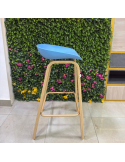SILLA BAR GINGER COLOR AZUL SOPORTE MADERADA