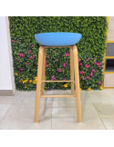SILLA BAR GINGER COLOR AZUL SOPORTE MADERADA