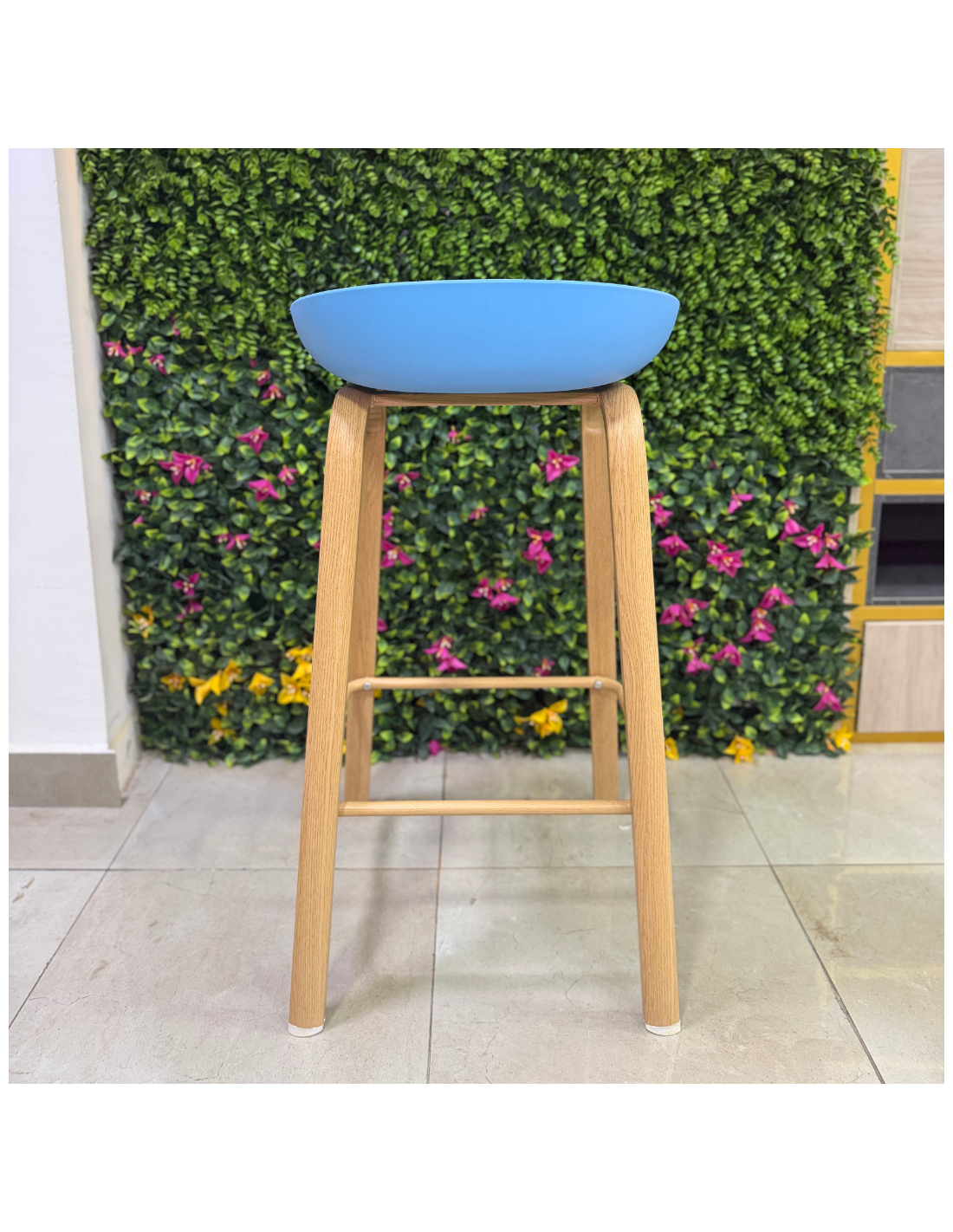 SILLA BAR GINGER COLOR AZUL SOPORTE MADERADA