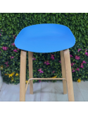 SILLA BAR GINGER COLOR AZUL SOPORTE MADERADA