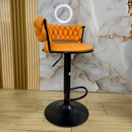 SILLA BAR KIARA COLOR NARANJA BASE NEGRO