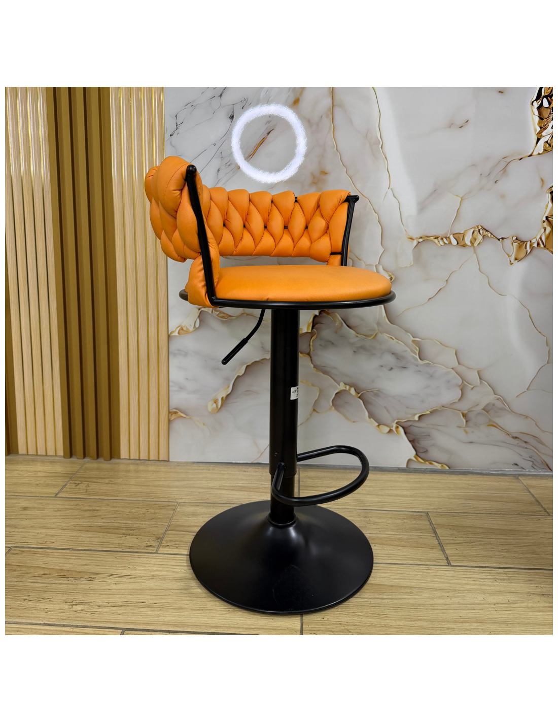 SILLA BAR KIARA COLOR NARANJA BASE NEGRO
