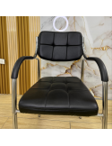 SILLAS MILOS CUERINA NEGRA ESTRUCTURA CROMADA